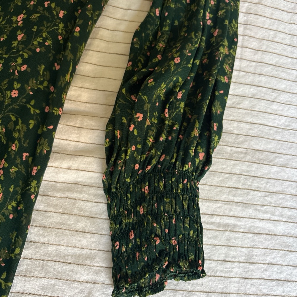 Reformation Dark Green Floral Mini Dress - Picture 3 of 4